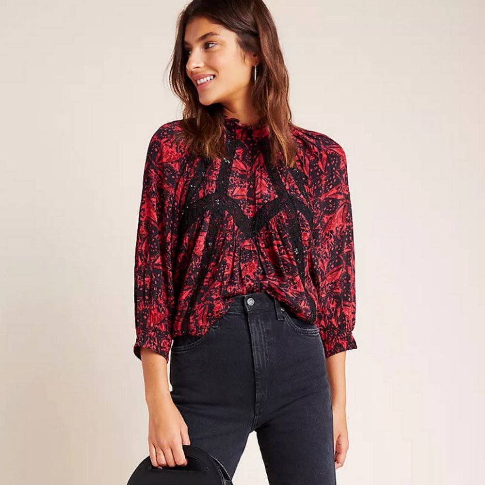 Anthropologie Mandie Embroidered Top